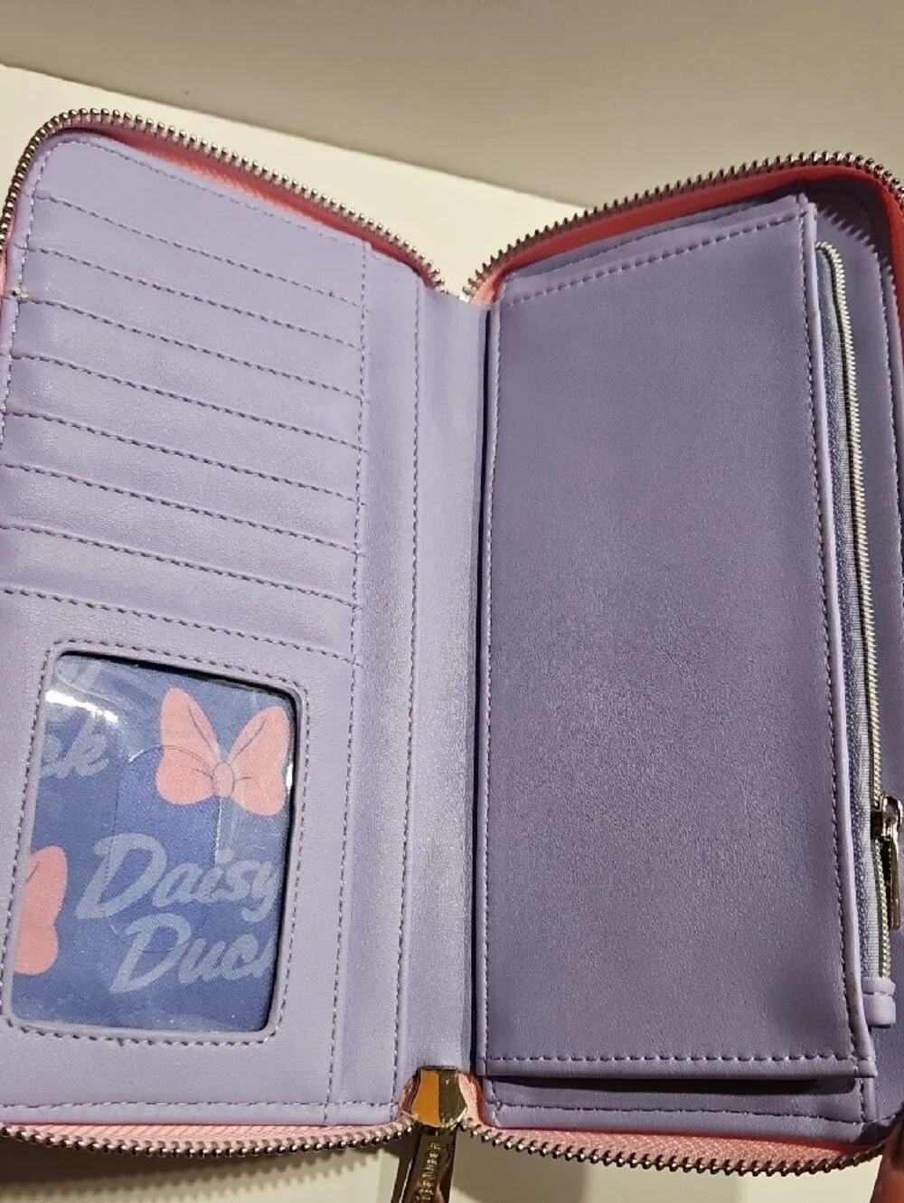 Disney Loungefly  Daisy Duck Face Zip Wallet - Pink, Lavender & Yellow NWOT